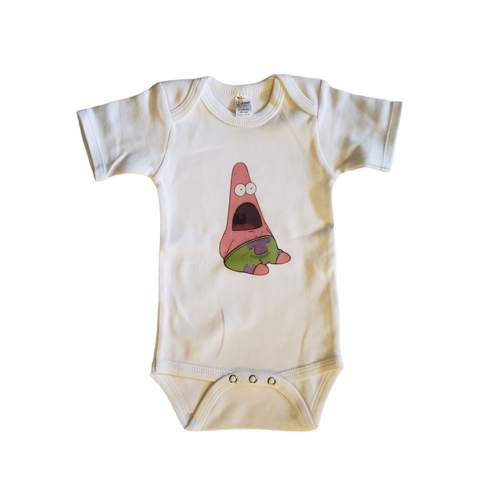 Patrick Sponge Bob Infant Bodysuit Size 6-12 months NEW Laughing Giraffe White